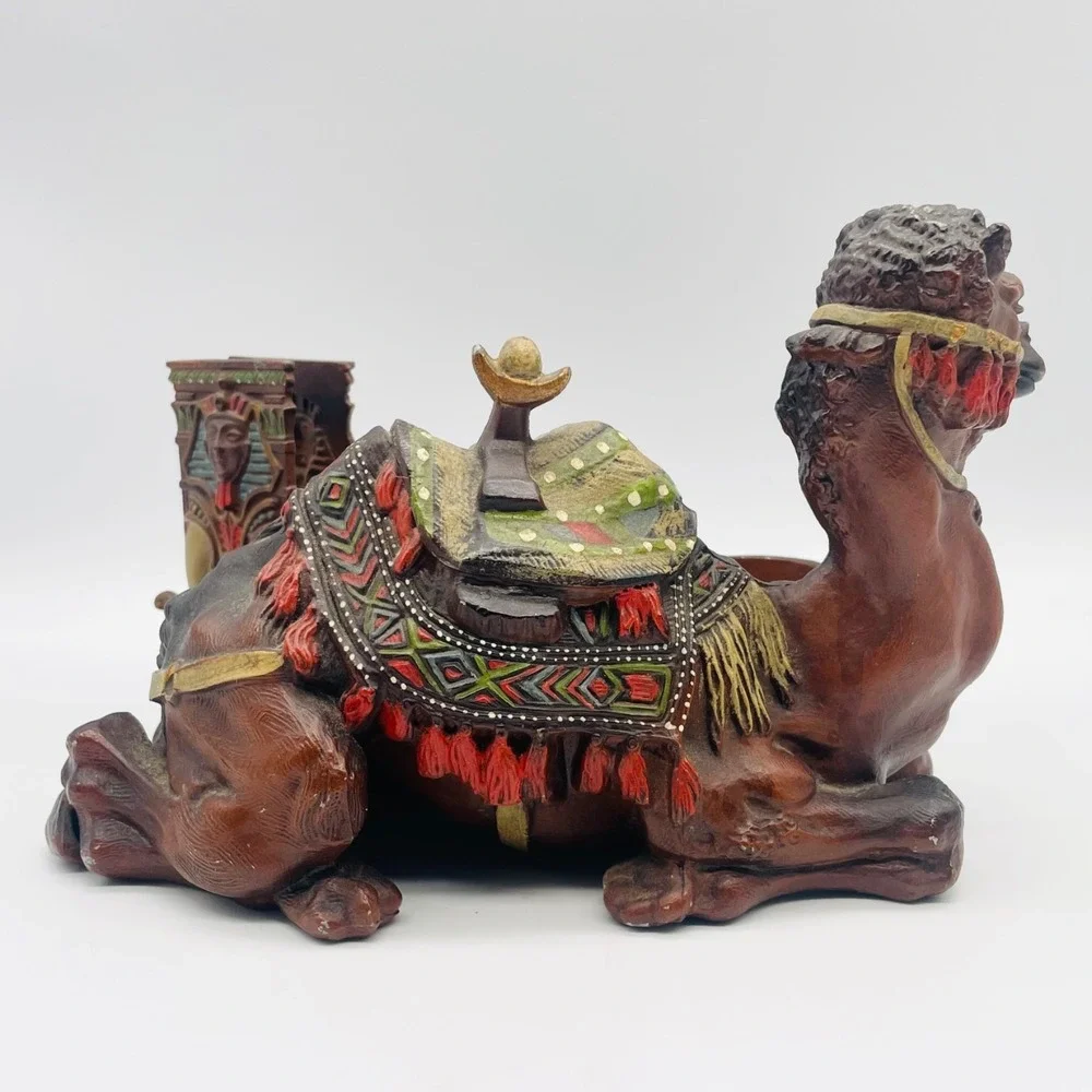 Judd Cast Iron Smoke Stand Match Holder Desk Table Top Camel Egypt‎ Pharaoh Face
